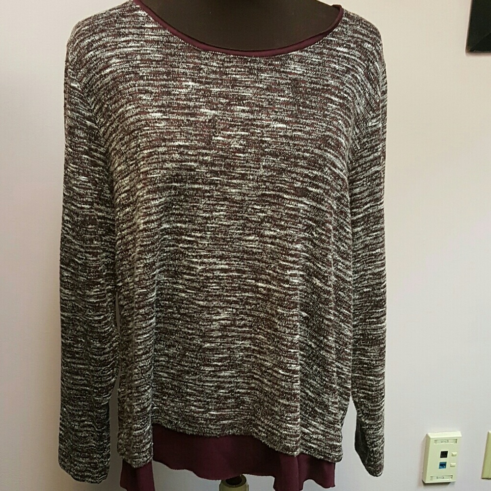 Maroon, gray, and white cj banks sweater